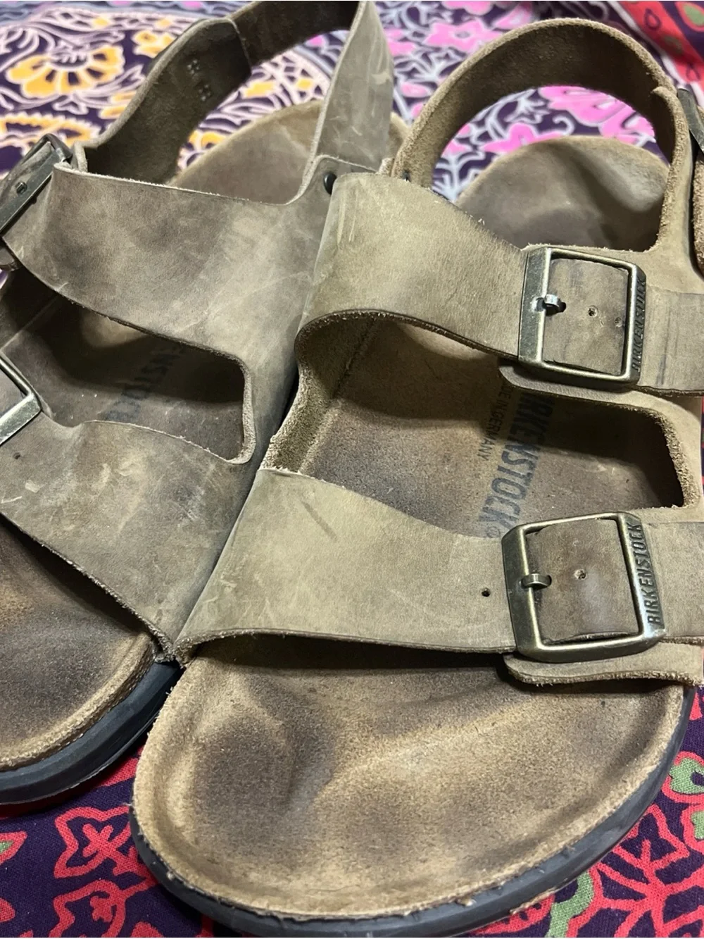 Birkenstock Milano crosstown Rugged Leather Sandals Khaki size 44
